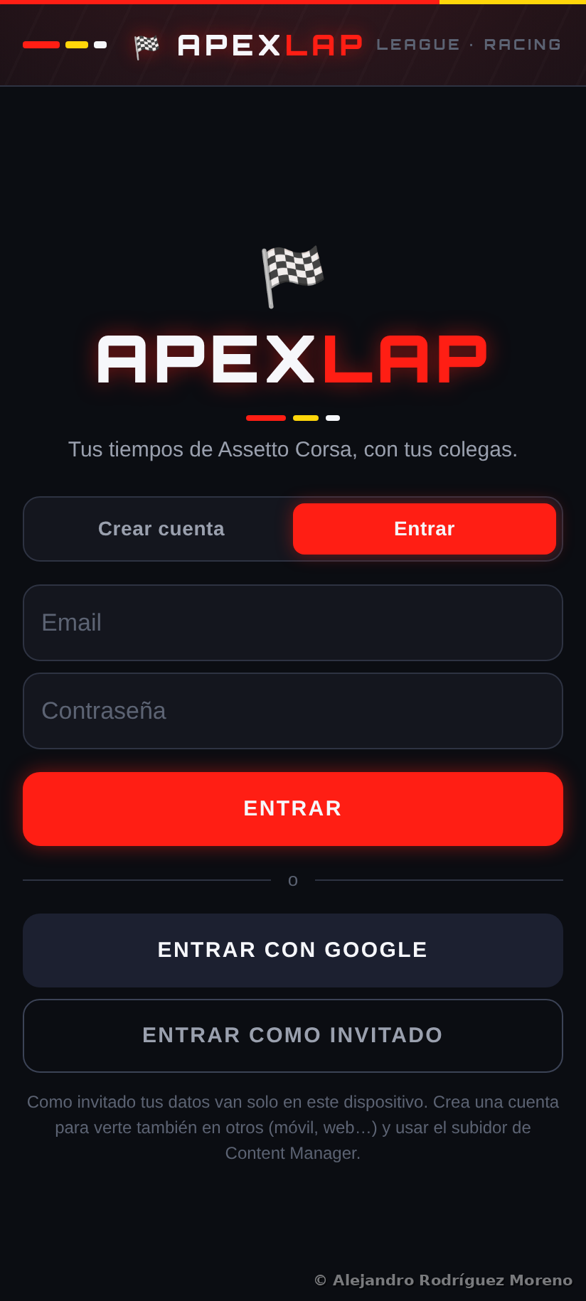 Login screen